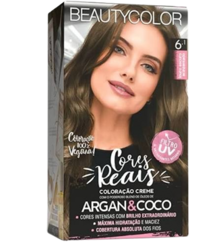 TINTA BEAUTY COLOR 6.1 6.1 LOURO ESCURO ACIZENTADO
