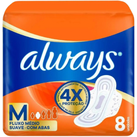 Absorvente Always Maxi Proteção Suave Com Abas 8 unidades