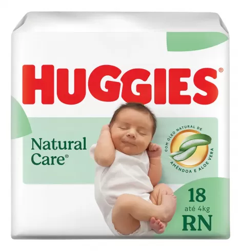 Fralda Descartável Recém-Nascido Huggies Natural Care RN Pacote 18 Unidades