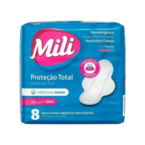 ABSORVENTE MILI C/ABAS C/8UN PRO.TOTAL SUAVE