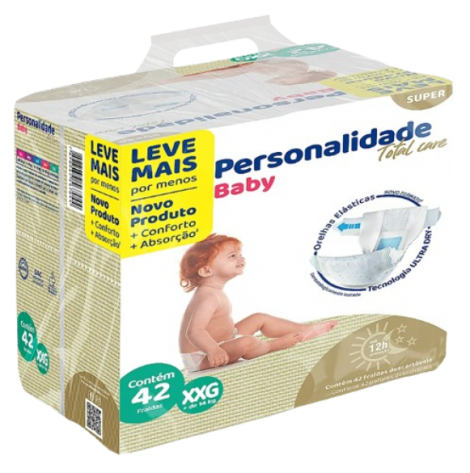 FRALDA PERSONALIDADE BABY XXG TOTAL CARE BAG 42UND